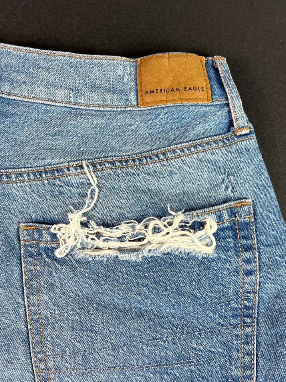 American Eagle Short Women 28* 90s Boyfriend High Rise Blue Cut Off  Jort Tag 8 - Picture 9 of 16